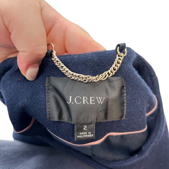 J. Crew Relaxed Lady Jacket in Double Serge Wool Navy Blue Size 2 - Picture 8 of 10